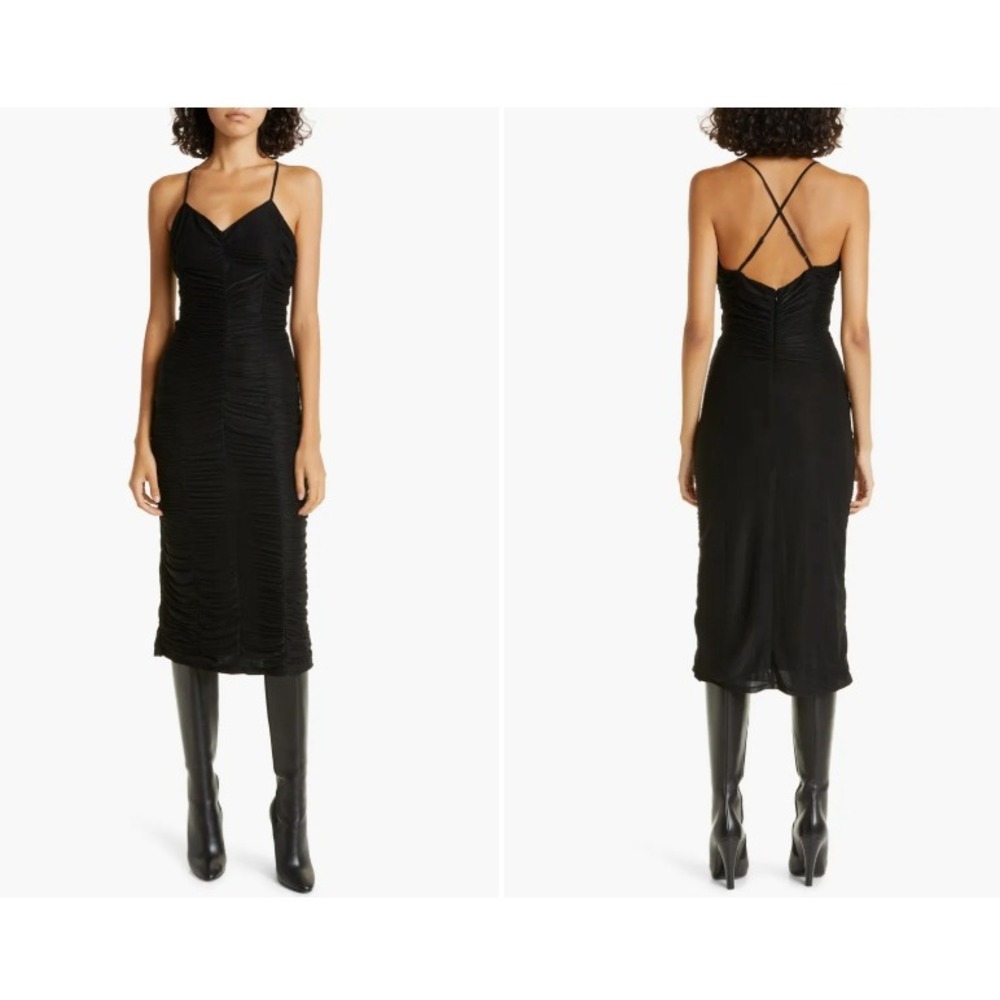 Jason Wu Sheer Ruched Jersey Midi Dress Size 4